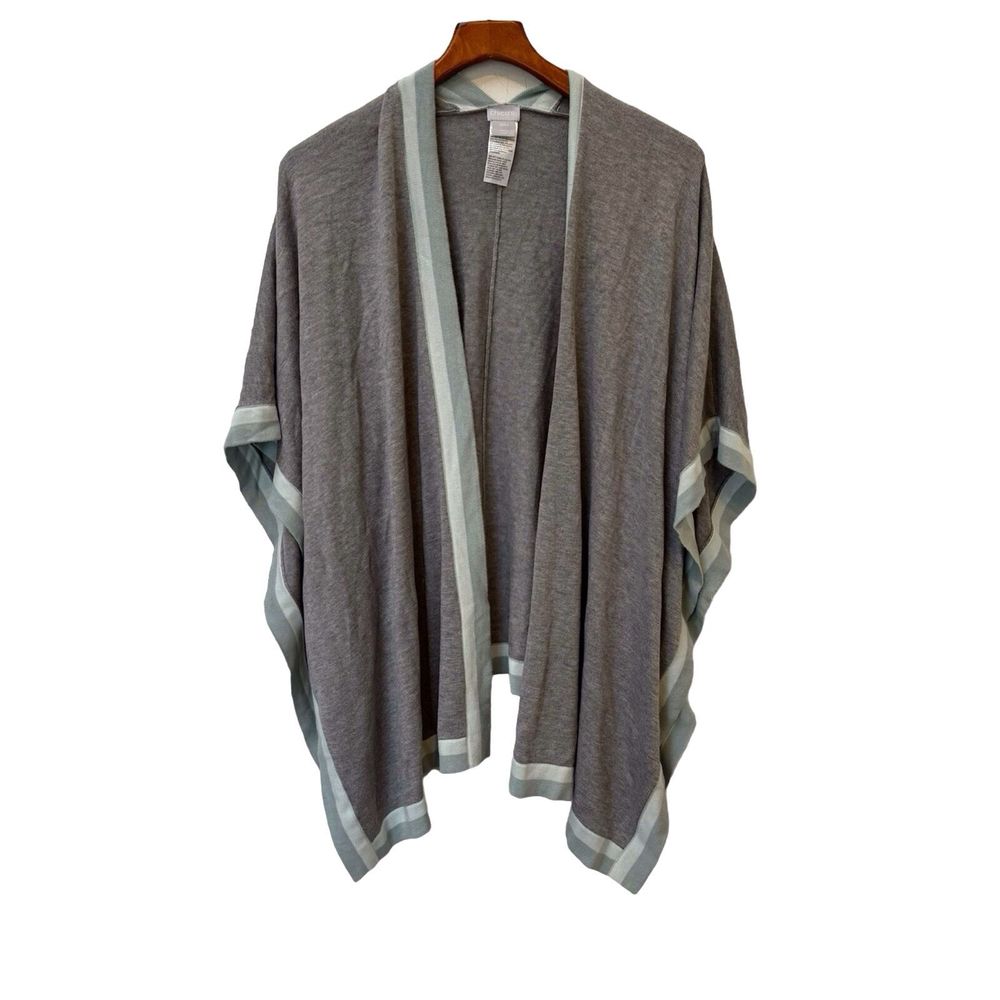 Chico’s Women’s Size S/M Gray Blue Cardigan Poncho‎ Wrap